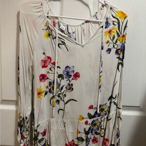 Old Navy Floral Blouse - White with Multicolor Flowers